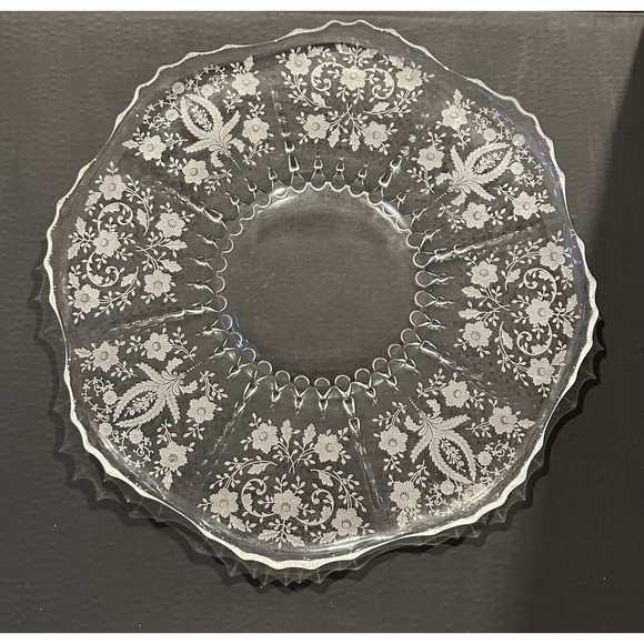 Vintage Viking Crystal Glass Radiance PRELUDE Etch  Serving Platter  Entertain - Picture 1 of 3
